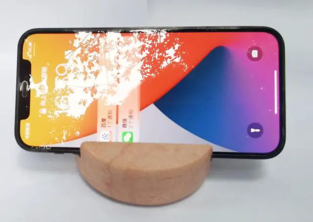 Alt view image 6 of 6 - Marble Cell Phone Stand Holder for Cellphone Tablet On Desk, Countertop, Table, Nightstand. Heavy Solid Real Stone Mobile Phone Stands (Pink)