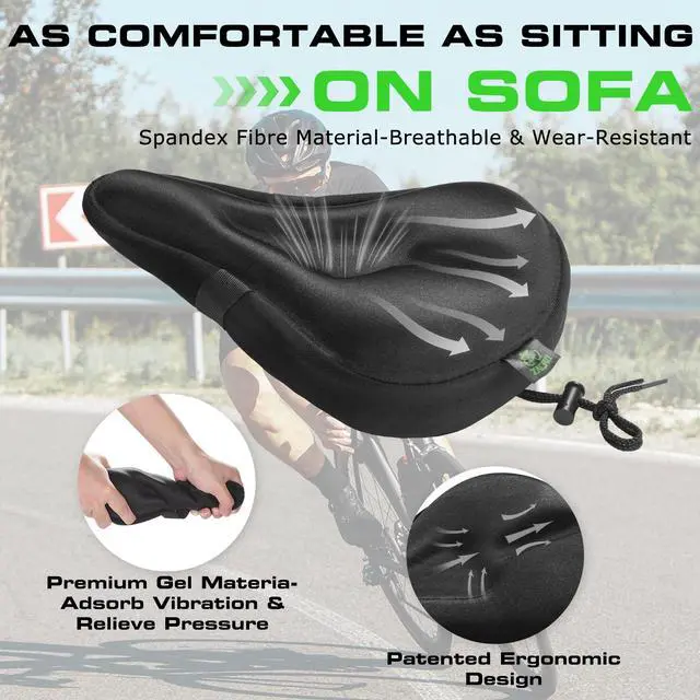Alt view image 3 of 7 - Bike Seat Cushion - Gel Padded Cover for Men Women Comfort, Extra Soft Exercise Bicycle Compatible with Peloton, Stationary or Cruiser Seats