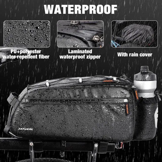 Alt view image 5 of 7 - Bike Bags for Bicycle Rear rack, 13L Supportive Bike Rack Bag Built-in Rigid side & Base Panel, Waterproof Reflective Ebike Trunk Pannier Saddle Seat Bag Carrier for Commuter Travel Outdoor