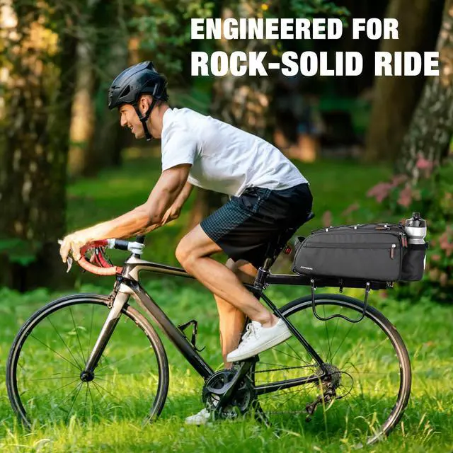 Alt view image 7 of 7 - Bike Bags for Bicycle Rear rack, 13L Supportive Bike Rack Bag Built-in Rigid side & Base Panel, Waterproof Reflective Ebike Trunk Pannier Saddle Seat Bag Carrier for Commuter Travel Outdoor