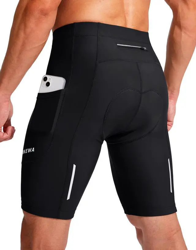 Main image of Bike Shorts for Men 3D Padded Bicycle Cycling Underwear Road Biking Biker Mountain Riding Cycle UPF 50+ Shorts Zipper Pockets?Black Large