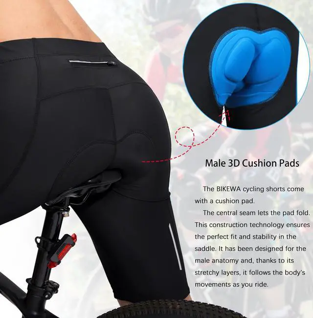 Alt view image 4 of 6 - Bike Shorts for Men 3D Padded Bicycle Cycling Underwear Road Biking Biker Mountain Riding Cycle UPF 50+ Shorts Zipper Pockets?Black Large