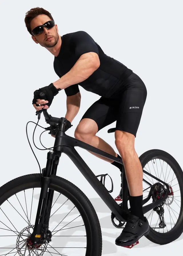 Alt view image 6 of 6 - Bike Shorts for Men 3D Padded Bicycle Cycling Underwear Road Biking Biker Mountain Riding Cycle UPF 50+ Shorts Zipper Pockets?Black Large