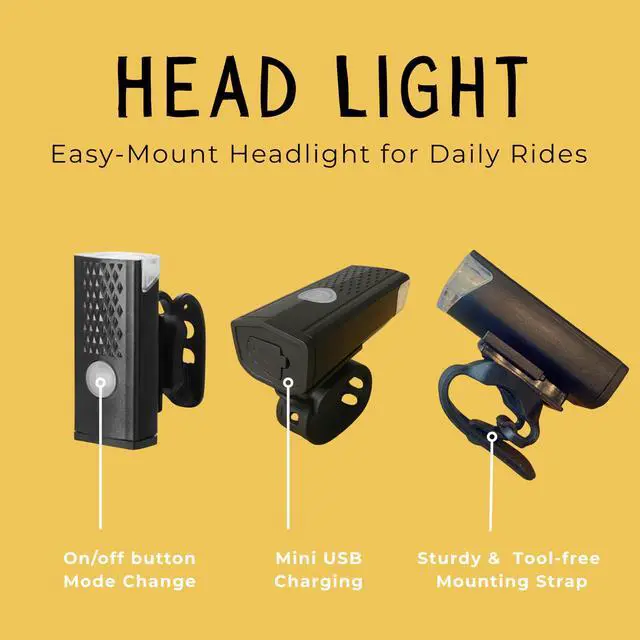 Alt view image 4 of 7 - VivBike Rechargeable Bicycle Lights Set for Daily Use, LED Front Light and Rear Light, USB Mini Rechargeable, IPX4 Waterproof, Easy Mount | A Brand