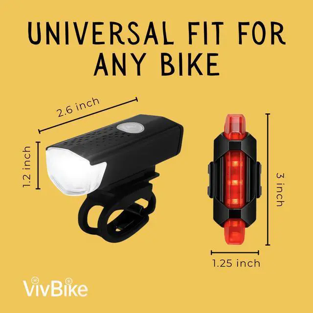 Alt view image 6 of 7 - VivBike Rechargeable Bicycle Lights Set for Daily Use, LED Front Light and Rear Light, USB Mini Rechargeable, IPX4 Waterproof, Easy Mount | A Brand