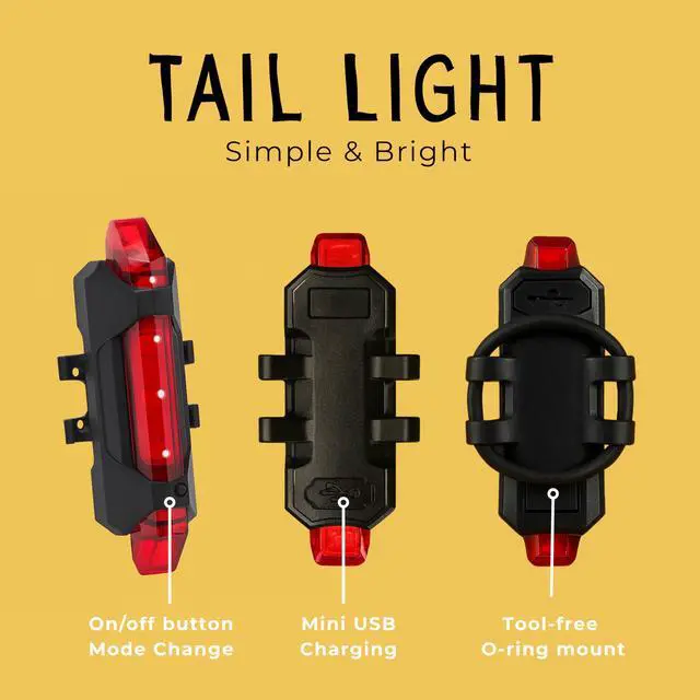 Alt view image 5 of 7 - VivBike Rechargeable Bicycle Lights Set for Daily Use, LED Front Light and Rear Light, USB Mini Rechargeable, IPX4 Waterproof, Easy Mount | A Brand