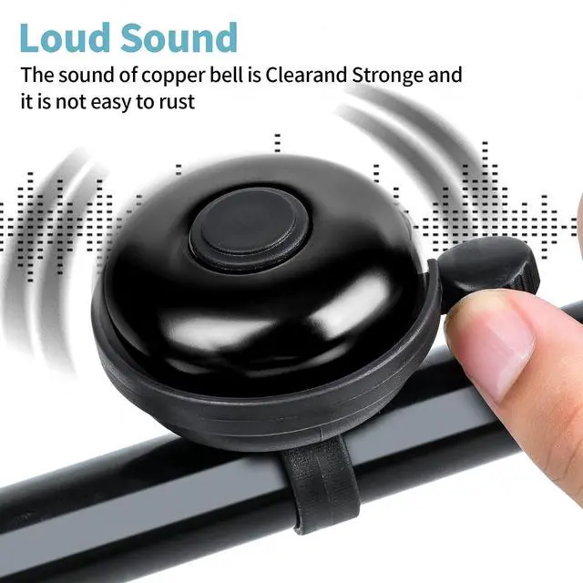 Alt view image 3 of 7 - Classic Bike Bell, Aluminum Bicycle Bell, Loud Crisp Clear Sound Bicycle Bike Bell for Adults Kids(Black-Right Hand Use)