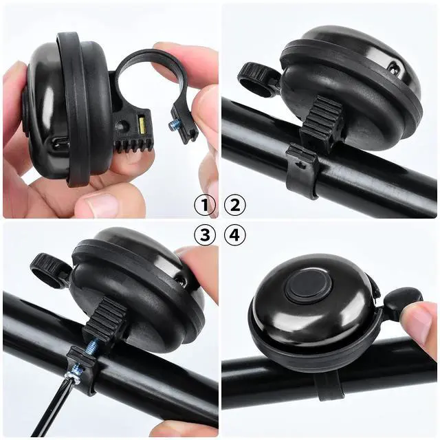 Alt view image 5 of 7 - Classic Bike Bell, Aluminum Bicycle Bell, Loud Crisp Clear Sound Bicycle Bike Bell for Adults Kids(Black-Right Hand Use)
