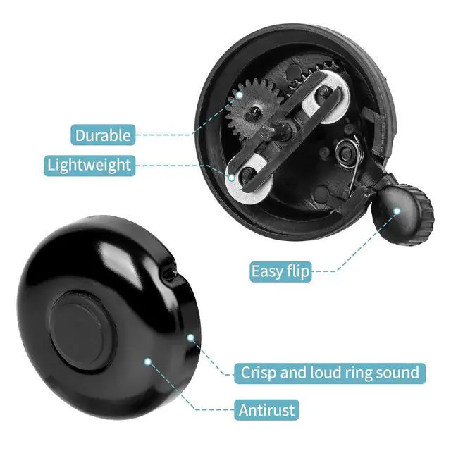 Alt view image 7 of 7 - Classic Bike Bell, Aluminum Bicycle Bell, Loud Crisp Clear Sound Bicycle Bike Bell for Adults Kids(Black-Right Hand Use)