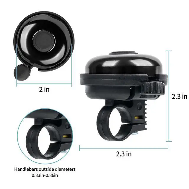 Alt view image 6 of 7 - Classic Bike Bell, Aluminum Bicycle Bell, Loud Crisp Clear Sound Bicycle Bike Bell for Adults Kids(Black-Right Hand Use)