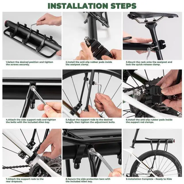 Alt view image 5 of 7 - Rear Bike Rack Quick Release Bike Cargo Rack Luggage Bike Rack Rear Mountain Bike Rack