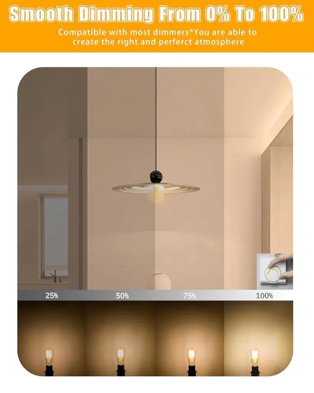 Alt view image 3 of 7 - 10 Pack Vintage Edison Bulbs, E26 Led Bulb 5.5W Equivalent to 60W, Dimmable, 2700K Soft White, High Brightness Antique ST19, Clear Glass