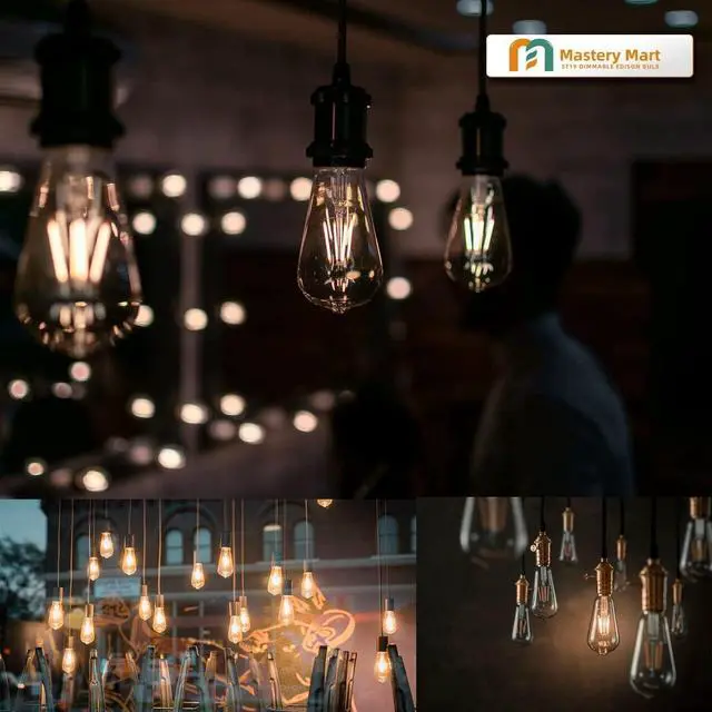 Alt view image 7 of 7 - 10 Pack Vintage Edison Bulbs, E26 Led Bulb 5.5W Equivalent to 60W, Dimmable, 2700K Soft White, High Brightness Antique ST19, Clear Glass