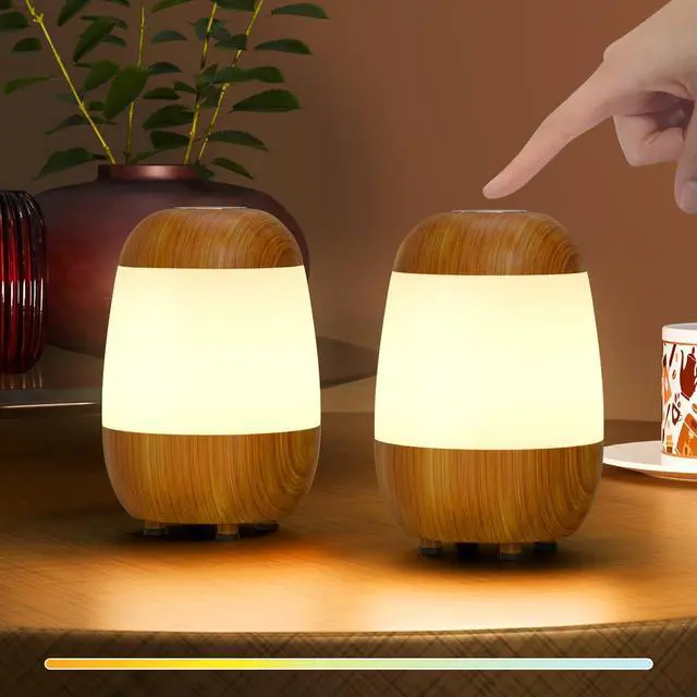 Main image of 2 Pack Rechargeable Night Light Lamp 3 Color Touch Dimmable LED Portable Table Lamp Battery Operated, USB Changing, Small Cordless Lamp for Bedside Bedroom Travel