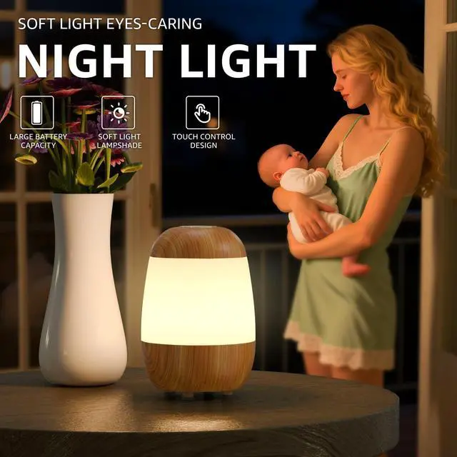 Alt view image 3 of 7 - 2 Pack Rechargeable Night Light Lamp 3 Color Touch Dimmable LED Portable Table Lamp Battery Operated, USB Changing, Small Cordless Lamp for Bedside Bedroom Travel