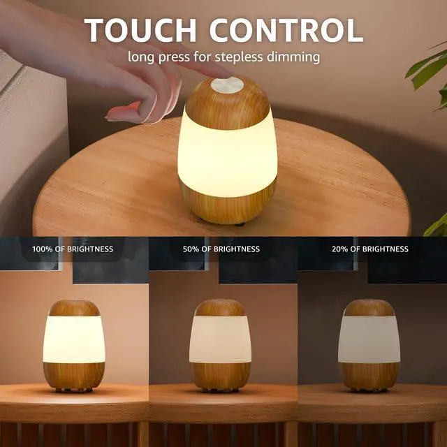 Alt view image 4 of 7 - 2 Pack Rechargeable Night Light Lamp 3 Color Touch Dimmable LED Portable Table Lamp Battery Operated, USB Changing, Small Cordless Lamp for Bedside Bedroom Travel