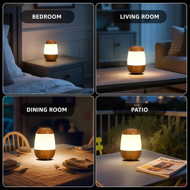 Alt view image 7 of 7 - 2 Pack Rechargeable Night Light Lamp 3 Color Touch Dimmable LED Portable Table Lamp Battery Operated, USB Changing, Small Cordless Lamp for Bedside Bedroom Travel