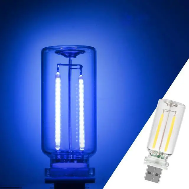 Main image of 1 Pack Car LED Lights Interior, USB Light for Car Decor & Bedroom, Touch Dimmable Ambient Lighting, Mini Glass Bottle Night Light for Camping Gifts-Blue