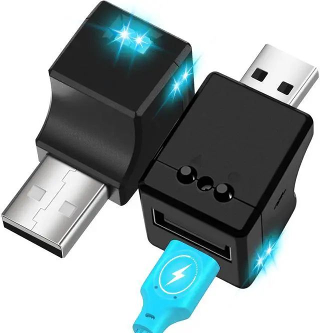 Main image of 2 Pcs Car USB LED Lights with Dual Charging Ports Type-A and Type-C Mini Type A Interior Atmosphere Light 5V/2A Smart USB Light, Button Control Night Lamp for Car Suv Truck Laptop Office Decor