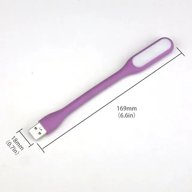 Alt view image 3 of 5 - Mini USB Light, Portable Book Reading Lamp with 6 LEDs Protect Eyesight, USB Powered for Power Bank Computer Laptop Flexible Bendable Night Light-2 Pack (Purple)