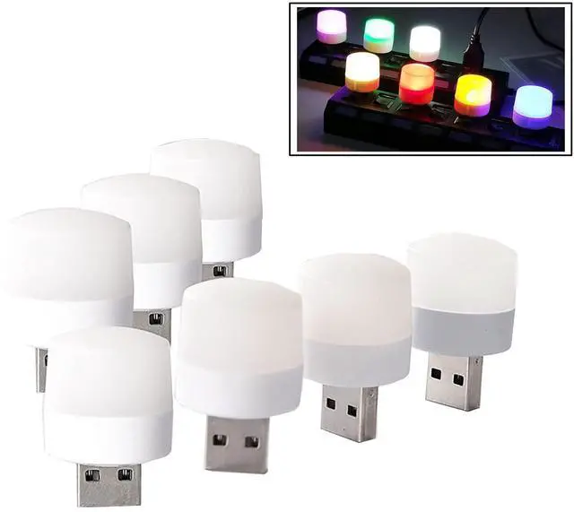Main image of USB Plug Lamp, Mini LED Eye Protection Night Light 7 Pack Red/Yellow/Blue/Green/Purple/Warm/White Color Holiday Decorative Lights