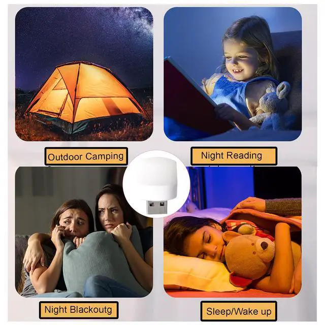 Alt view image 4 of 6 - USB Plug Lamp, Mini LED Eye Protection Night Light 7 Pack Red/Yellow/Blue/Green/Purple/Warm/White Color Holiday Decorative Lights