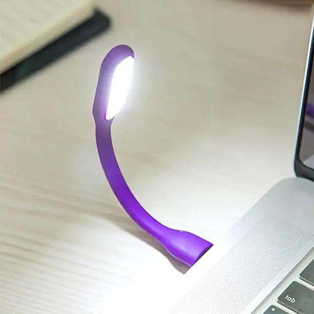 Alt view image 2 of 5 - Mini USB Light, Portable Book Reading Lamp with 6 LEDs Protect Eyesight, USB Powered for Power Bank Computer Laptop Flexible Bendable Night Light-2 Pack (Purple)
