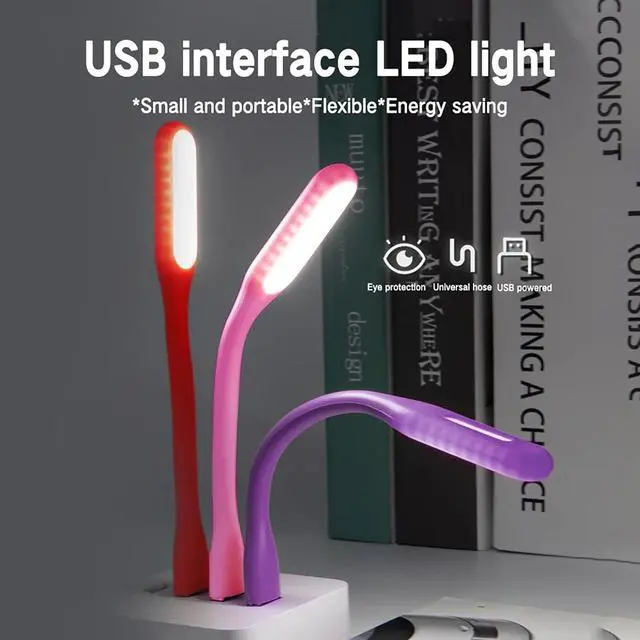 Alt view image 4 of 5 - Mini USB Light, Portable Book Reading Lamp with 6 LEDs Protect Eyesight, USB Powered for Power Bank Computer Laptop Flexible Bendable Night Light-2 Pack (Purple)