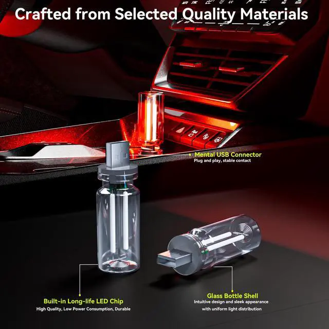 Alt view image 5 of 7 - 4 PCS USB Night Light Bulb,Touch Dimmable Retro Car Interior Ambient Light