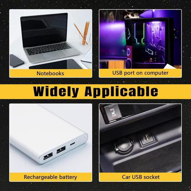 Alt view image 6 of 6 - 4PCS USB LED Car Interior Atmosphere Lamp, Plug-in USB Interface Decor Lighting Kit, Portable Mini LED Ambient Night Light, Universal Car Accessories Ambient Light (Purple)