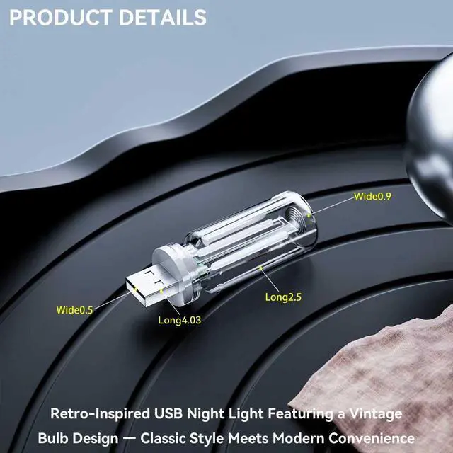 Alt view image 6 of 7 - 4 PCS USB Night Light Bulb,Touch Dimmable Retro Car Interior Ambient Light