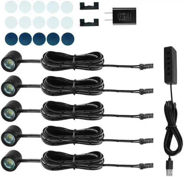Main image of Mini LED Spotlights, USB Powered Small Spotlight Display Lights, Accent Lighting for Artwork, Paintings, Jewelry, Display Cases, handicrafts, Models, Toys, Puzzles (Warm White, 5 Pack)