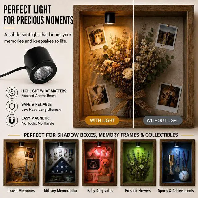 Alt view image 2 of 7 - Mini LED Spotlights, USB Powered Small Spotlight Display Lights, Accent Lighting for Artwork, Paintings, Jewelry, Display Cases, handicrafts, Models, Toys, Puzzles (Warm White, 5 Pack)