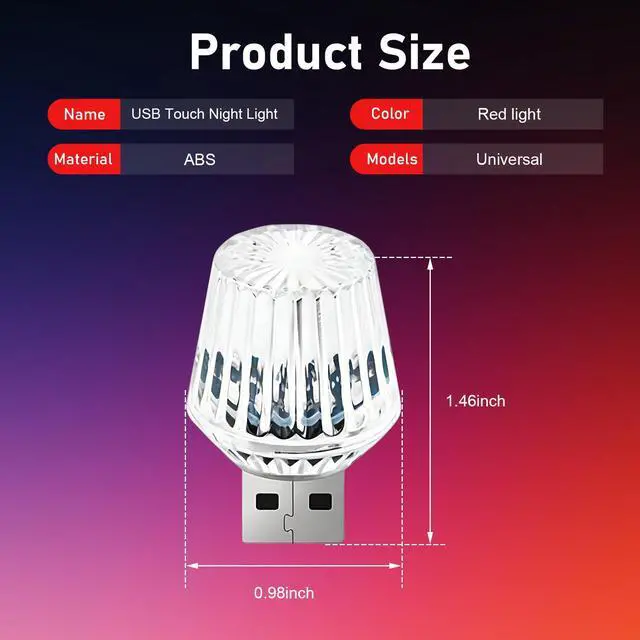 Alt view image 2 of 7 - USB LED Car Interior Light, Mini USB Car Ambient Light, Plug-and-Play Decorative Night Light, Universal for Most Cars, Trucks, SUVs (Red)