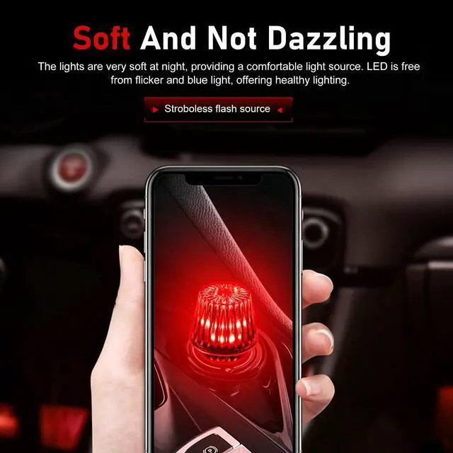 Alt view image 4 of 7 - USB LED Car Interior Light, Mini USB Car Ambient Light, Plug-and-Play Decorative Night Light, Universal for Most Cars, Trucks, SUVs (Red)