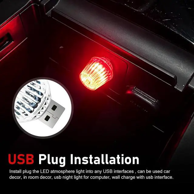 Alt view image 7 of 7 - USB LED Car Interior Light, Mini USB Car Ambient Light, Plug-and-Play Decorative Night Light, Universal for Most Cars, Trucks, SUVs (Red)