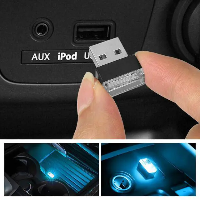 Alt view image 6 of 6 - 2 PCS USB LED Car Interior Atmosphere Lamp, Plug-in USB Interface Trunk Ambient Light LED Decoration, Mini Portable Interior Night Lighting Kit for Most Vehicles (Ice Blue)