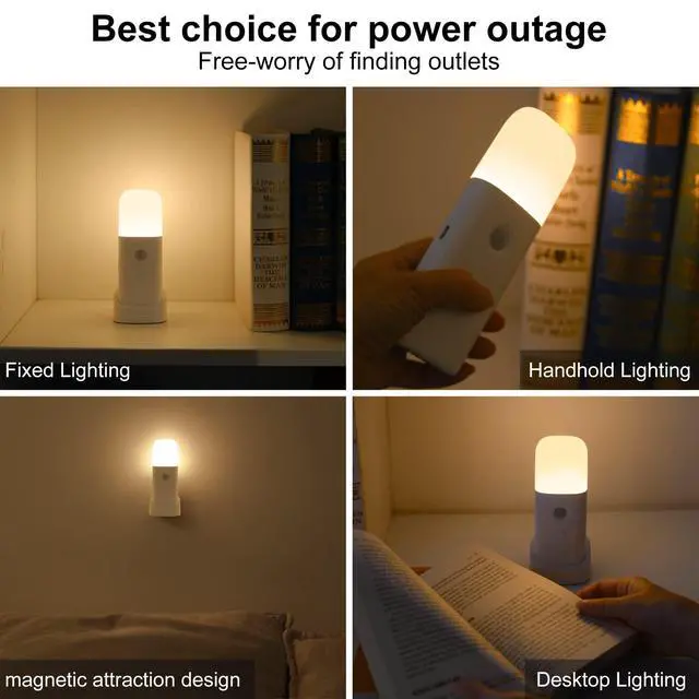 Alt view image 5 of 7 - Motion Sensor Night Light, 2000mAh Rechargeable Night Lights Battery Powered, Portableimmable Nightlights with 5 Brightness Levels for Kids,Adults (Warm White 2Pack)