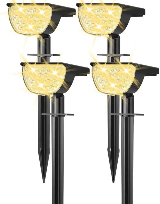 Main image of Solar Lights Outdoor Waterproof IP65, Solar Powered 76 LED 3 Lighting Modes Solar Spot Lights Outdoor for Yard Garden Landscape Pathway (Warm White, 4 Pack)