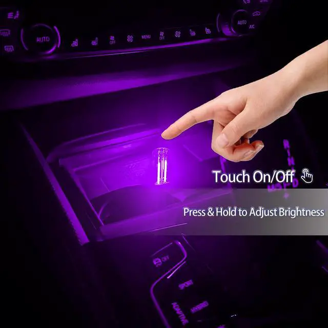 Alt view image 2 of 5 - USB LED Night Light 4 Pack, RGB Glass Ambient Lights with Touch Control & Dimmable Brightness, Mini Plug in USB Lamp for Car, Laptop, Bedroom, Decorative Gift for Men (Red Blue Purple Green)