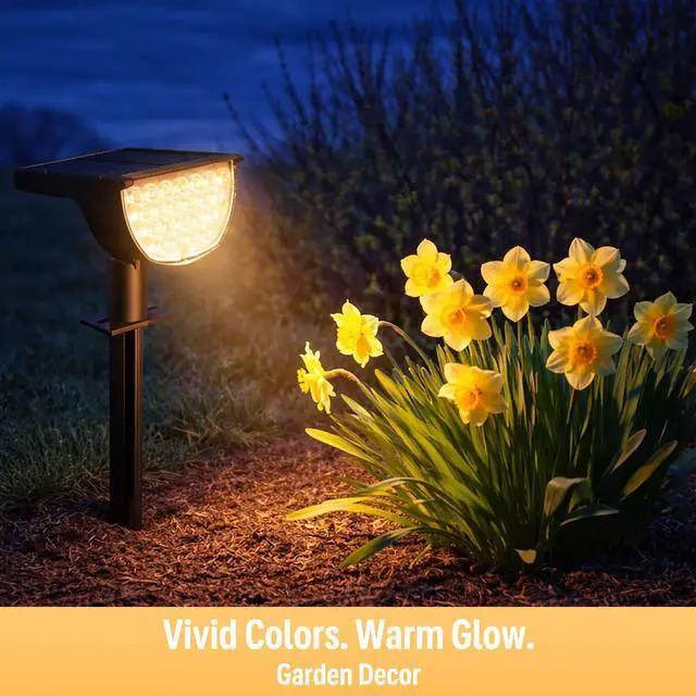 Alt view image 7 of 7 - Solar Lights Outdoor Waterproof IP65, Solar Powered 76 LED 3 Lighting Modes Solar Spot Lights Outdoor for Yard Garden Landscape Pathway (Warm White, 4 Pack)