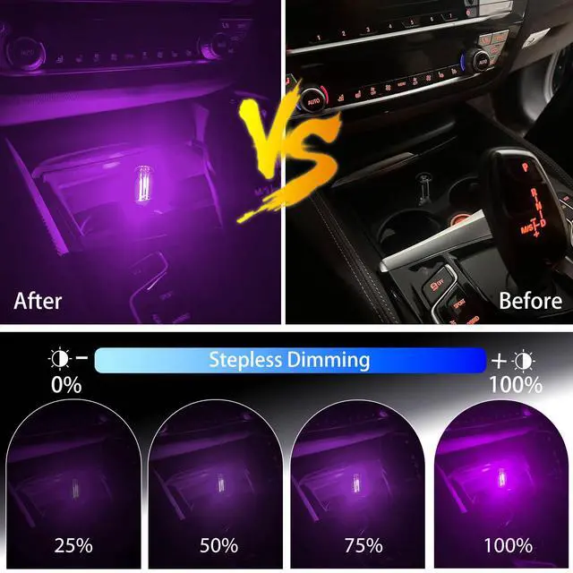 Alt view image 3 of 5 - USB LED Night Light 4 Pack, RGB Glass Ambient Lights with Touch Control & Dimmable Brightness, Mini Plug in USB Lamp for Car, Laptop, Bedroom, Decorative Gift for Men (Red Blue Purple Green)