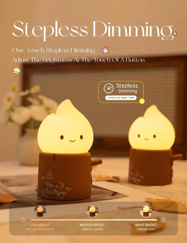 Alt view image 2 of 7 - Candles Lamp, Cute Night Light,Torch Stump Light, LED Tea Lights Candles Rechargeable Night Light,Suitable for Kids lamp Bedroom,Outdoor,Camp, Gift, Christmas,Halloween