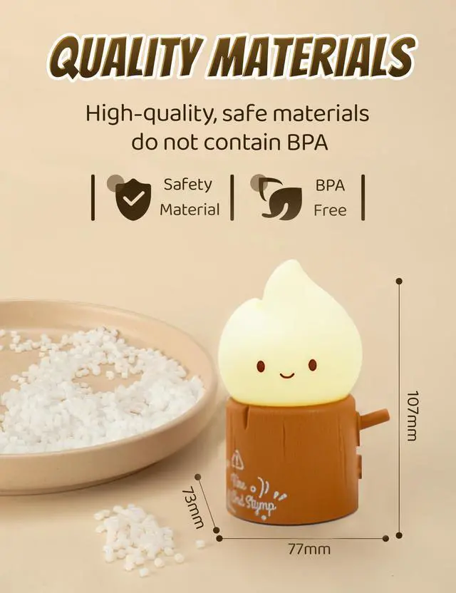 Alt view image 4 of 7 - Candles Lamp, Cute Night Light,Torch Stump Light, LED Tea Lights Candles Rechargeable Night Light,Suitable for Kids lamp Bedroom,Outdoor,Camp, Gift, Christmas,Halloween
