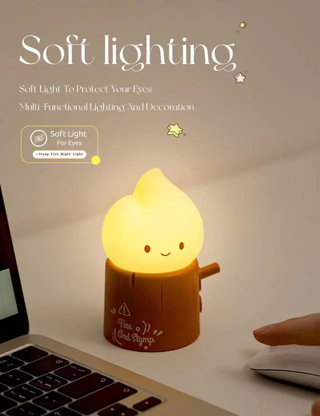 Alt view image 6 of 7 - Candles Lamp, Cute Night Light,Torch Stump Light, LED Tea Lights Candles Rechargeable Night Light,Suitable for Kids lamp Bedroom,Outdoor,Camp, Gift, Christmas,Halloween