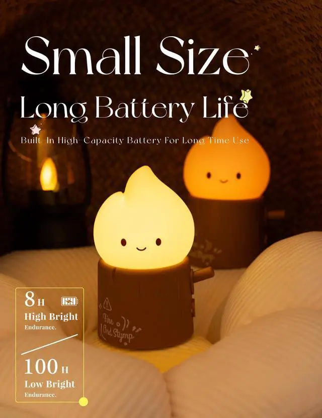 Alt view image 7 of 7 - Candles Lamp, Cute Night Light,Torch Stump Light, LED Tea Lights Candles Rechargeable Night Light,Suitable for Kids lamp Bedroom,Outdoor,Camp, Gift, Christmas,Halloween