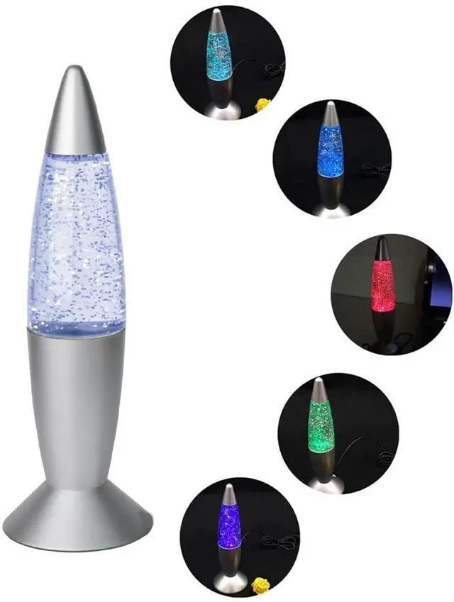 Main image of Glitter Lamp LED Vintage Mini 7.28'' Night Light Lamp with USB Multi Color Changing Rocket Light for Kids Boys Girls Adult Bedroom