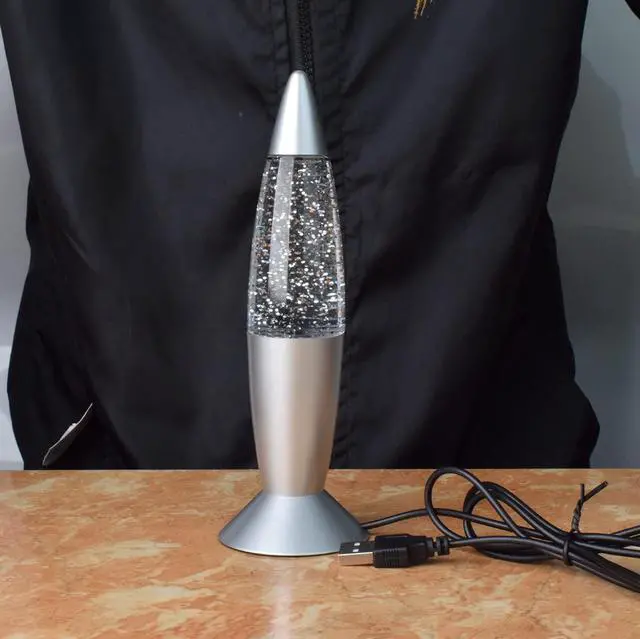 Alt view image 7 of 7 - Glitter Lamp LED Vintage Mini 7.28'' Night Light Lamp with USB Multi Color Changing Rocket Light for Kids Boys Girls Adult Bedroom