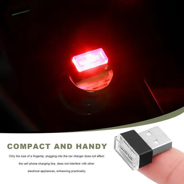 Alt view image 4 of 6 - 4 PCS USB LED Car Interior Atmosphere Lamp, Mini Night Light Plug-In Trunk Ambient Lighting Kit, Portable USB Interface LED Lamp Interior Decoration for Vehicle Home Office (Red)