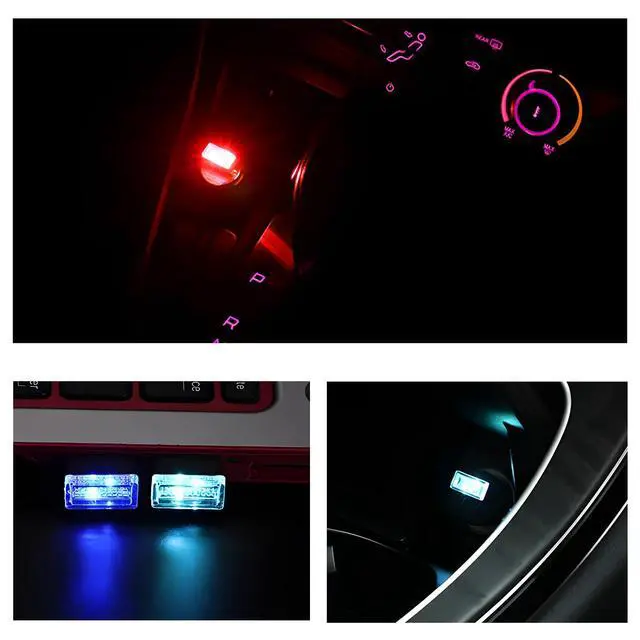 Alt view image 5 of 6 - 4 PCS USB LED Car Interior Atmosphere Lamp, Mini Night Light Plug-In Trunk Ambient Lighting Kit, Portable USB Interface LED Lamp Interior Decoration for Vehicle Home Office (Red)
